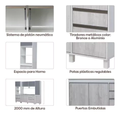 Combo Alacena + Bajo Mesada 160 + Sobrepurificador Sorrento