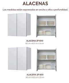 Alacena 120 Cm Blanco Perfil Aluminio Potenza Mueble Cocina - comprar online