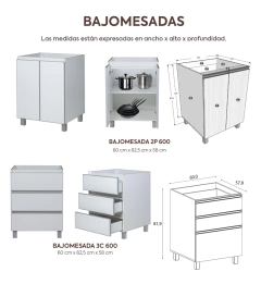 Mueble Cocina Bajo Mesada 120 Cm + Tolva Potenza