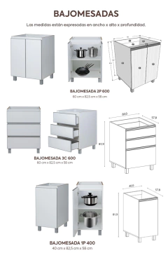 Combo Bajo Mesada 160 + Alacena + Portahorno Potenza Blanco - Pignataro Diseño & Construccion