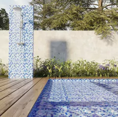 Venecita Malla Acuarela Pentaglas Cascada Azul Para Piscina - comprar online