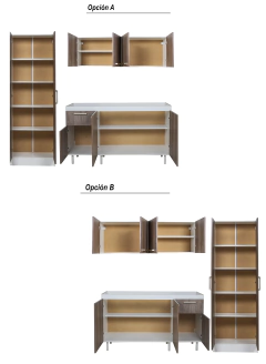 Combo Bajo Mesada 140 Cm + Alacena + Despensero 2p Turin - tienda online
