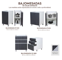 Mueble Cocina Bajo Mesada 160 Cm + Tolva Potenza - tienda online