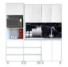 Combo Bajo Mesada 120 cm + Alacena 120 cm + Portahorno Potenza Blanco