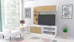 Modular Moderno Rack Mesa Tv Centro Entretenimiento Calabria con Estantes - Ricchezze - Pignataro Diseño & Construccion