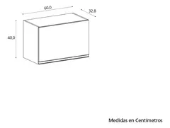 Alacena Horizontal 60 Cm Gris Perla Potenza Puerta Rebatible C/ Pistón neumático