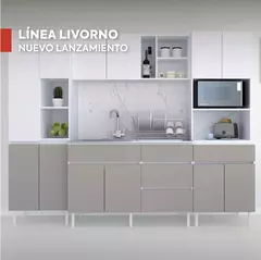 Bajo Mesada 120 cm Livorno Beige + Mesada Marmol Sintetico Durafort - Pignataro Diseño & Construccion