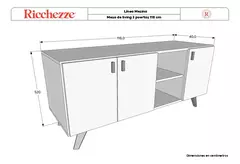 Modular Moderno Rack Mesa Tv 120 cm mesina Pietra/gris Centro Entretenimiento Estantes - Pignataro Diseño & Construccion