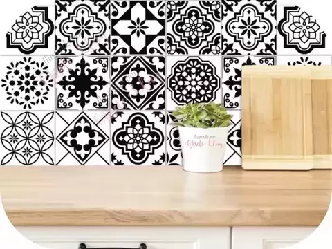 Azulejos Autoadhesivos Vinilo Muresco Decorativo Negro X 6 U