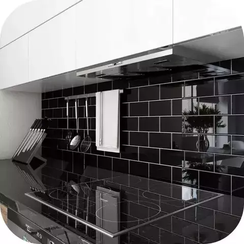 Azulejo Vinilo Autoadhesivo Subway Negro Muresco Pack 5 Un.