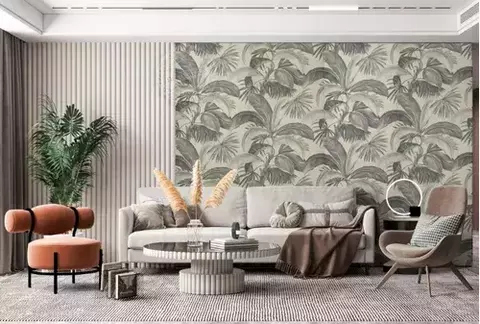 Empapelado Vinilico Aura Selva Gris Texturado Muresco 8702