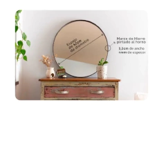 Espejo Redondo Marco Hierro Diámetro 60cm Negro - Blanco- Peltre - Cobre- plata - tienda online