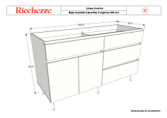 Imagen de Bajo Mesada 140 Cm + Alacena 140 cm + Portahorno Tolva Livorno