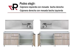 Combo Bajo mesada 160 Ricchezze Sorrento + Mesada Johnson Bacha Simple acero inoxidable - comprar online