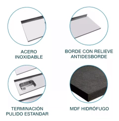 Mesada Johnson Acero Inoxidable 180 X 61cm Bacha Doble - comprar online