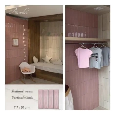 Cerámica Acuarela Azulejo 7.7x30 Iceland Rosa Pink Pared por caja en internet