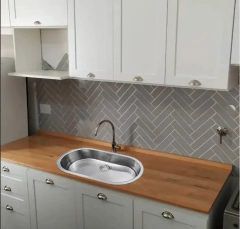 Imagen de Mesada 160x60 Madera Eucalipto Laqueada con bacha Curve Johnson