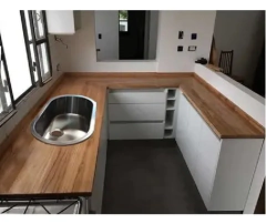 Mesada 160x60 Madera Eucalipto Laqueada con bacha Curve Johnson