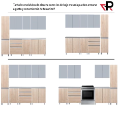 Combo Bajo Mesada 160 Cm + Alacena 160 cm + Tolva despensero Potenza - Pignataro Diseño & Construccion