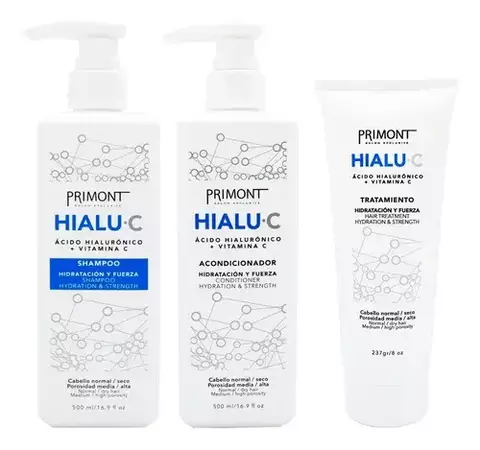 Shampoo Hialu-C Hialuronico 500 ml + Acondicionador 500 ml + Tratamiento Hialu-C 237 ml