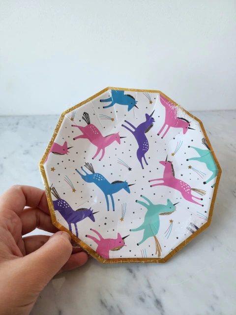 Platos Polipapel Unicornio Pack X 10