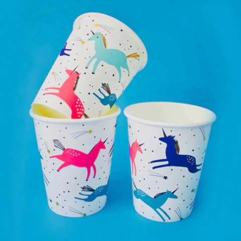 Vaso Polipapel Unicornio Pack X 10