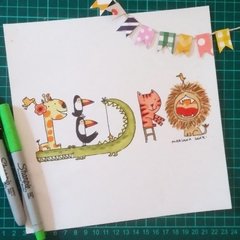 NOMBRE ESCRITO CON ANIMALITOS MEDIDA A4 LAMINA