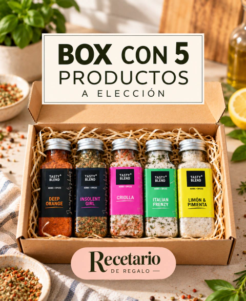 BOX CON 5 PRODUCTOS A ELECCIÓN + RECETARIO DE REGALO