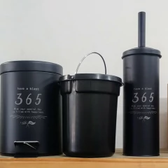 Cesto Y Escobilla Baño Metálicos Negro Nice Day - tienda online