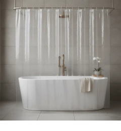 Cortina de Baño PVC Cristal Transparente de 2,40 mts ALTO - comprar online