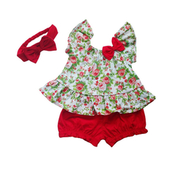 Conjunto Bebê vermelho e verde folhas - comprar online