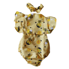 Romper bebê Jardineira abelhinha estampado - loja online