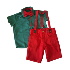 Conjunto social festa verde e vermelho - Kimimo Kids