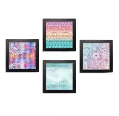 Kit Conjunto 4 Quadros Decorativos Mandala C Vidro