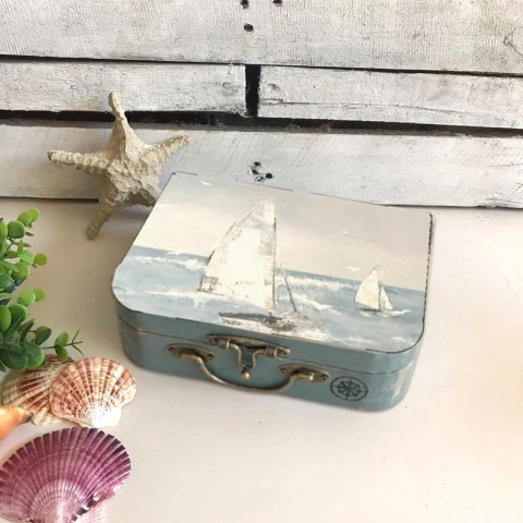 Maleta Decorativa Náutica Praia Mar