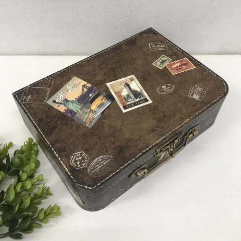 Maleta Mala Decorativa Baú mdf Travel Caixa New York Tam P