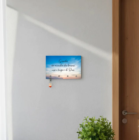 Porta Chaves de Parede Organizador Criativo Tempo é de Deus