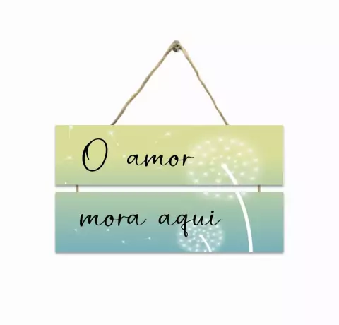 Plaquinha Frase Com Corda O Amor Mora Aqui