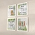 Kit 4 Quadros Decorativos Lavanderia Verde Folha Cesto Alexa