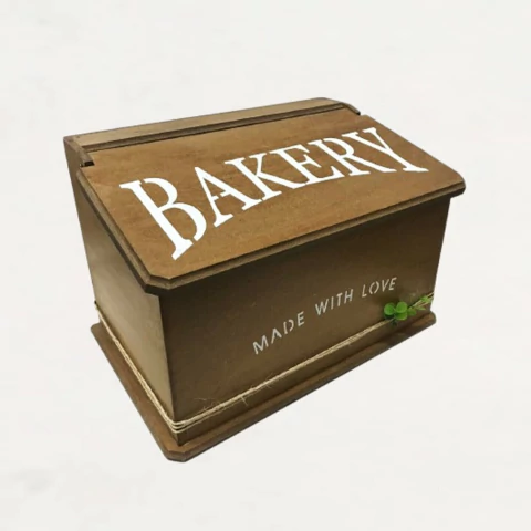 Caixa Porta Pão Bakery Organizador Rústica Armazenamento