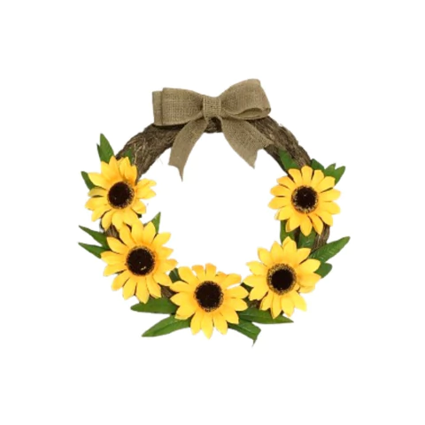 Guirlanda Enfeite de Porta Decoração Palha 35cm Girassol