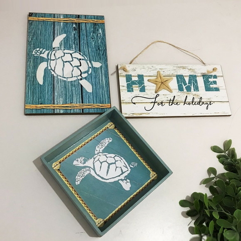 Conjunto Decorativo Home Praia Beach House Nautico Tartaruga