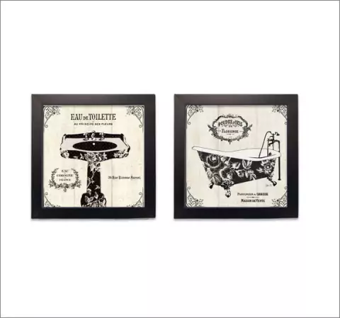Decoração Lavabo Banheiro Quadros Decorativos Eau Toilette
