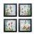 Kit 4 Quadros Decorativos Flores Brancas Fundo Azul C Vidro
