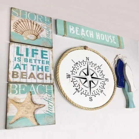 Decoração Casa De Praia Composição 8 Peças Verde