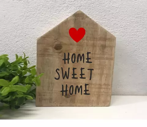 Enfeite Casinha Madeira Escrito a Mão Home Sweet Home