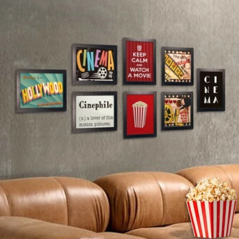 Quadros Decorativos Cinema Kit Com 8 M Preto