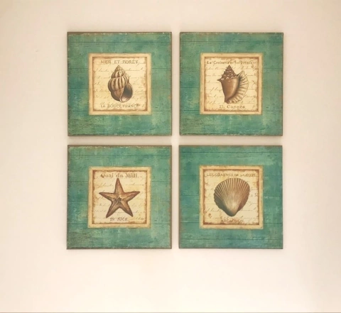 Kit Quadros Decorativos Placas Praia Mar Ocean Sea Turquesa