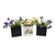 Cachepô Vaso Decorativo c 3 e Planta Artificial Preto e Branco