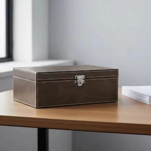 Caixa Mdf Porta Documentos Pintura Imitando Couro Presente Paris